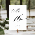 Numeração De Mesa Casamento Romântico da Caligrafia Número 16,<br><div class="desc">Mesa 16. Verifique todos os números disponíveis. | Número da mesa de casamento romântica e elegante para caligrafia espiritual com monogramas. Para uma personalização mais avançada deste design,  clique no BOTÃO FERRAMENTA DESIGN AZUL acima!</div>