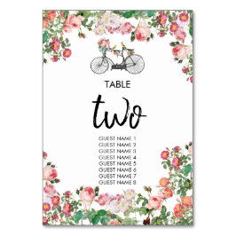 Numeração De Mesa Casamento Romântico de Flores de Bicicletas e Aves
