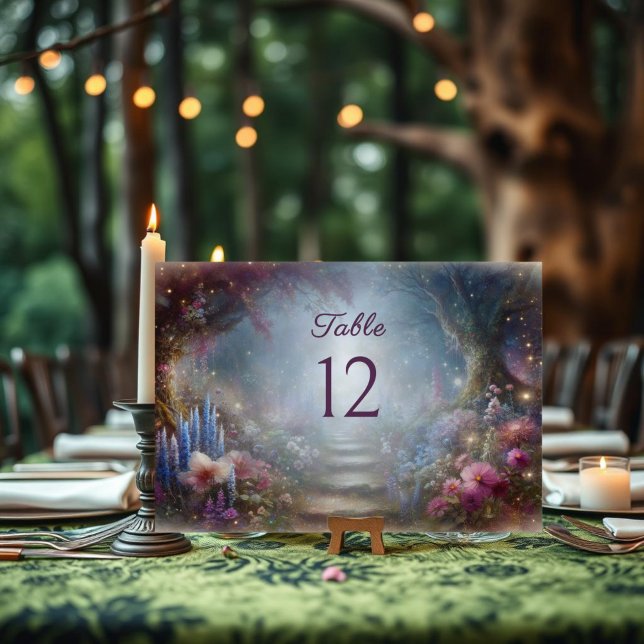 Numeração De Mesa Casamento Romântico de Floresta Floral Encantada (Criador carregado)