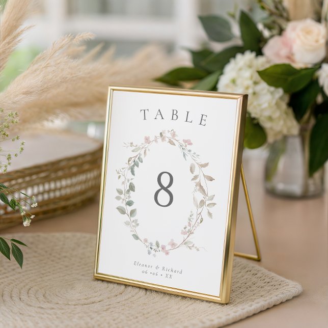 Numeração De Mesa Casamento Romântico Delicado Blush Floral Wreath (Criador carregado)