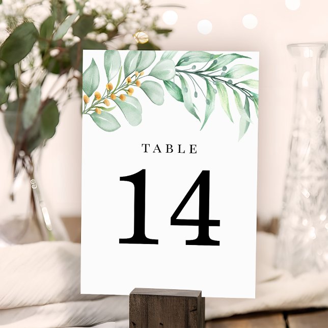 Numeração De Mesa Casamento Romântico Foliage Eucalyptus (Criador carregado)