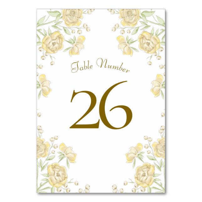 Numeração De Mesa Casamento Rosa Amarela (Verso)
