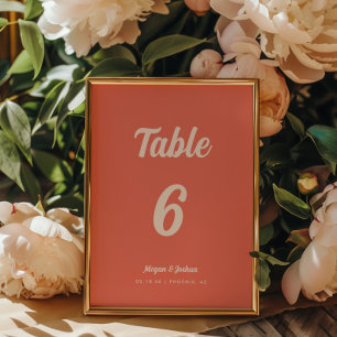 Numeração De Mesa Casamento Rosa Coral Minimalista Moderno