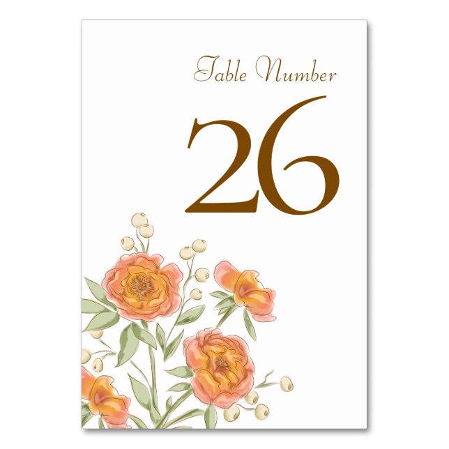 Numeração De Mesa Casamento Rosa Laranja (Frente)