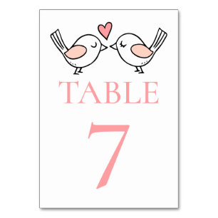 Numeração De Mesa Casamento Rosa Pássaros Cons De Amor