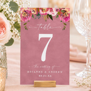 Numeração De Mesa Casamento Rosa Selvagem Chic Florido