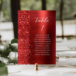 Numeração De Mesa Casamento Roteiro Metálico Glam Glitter Vermelho