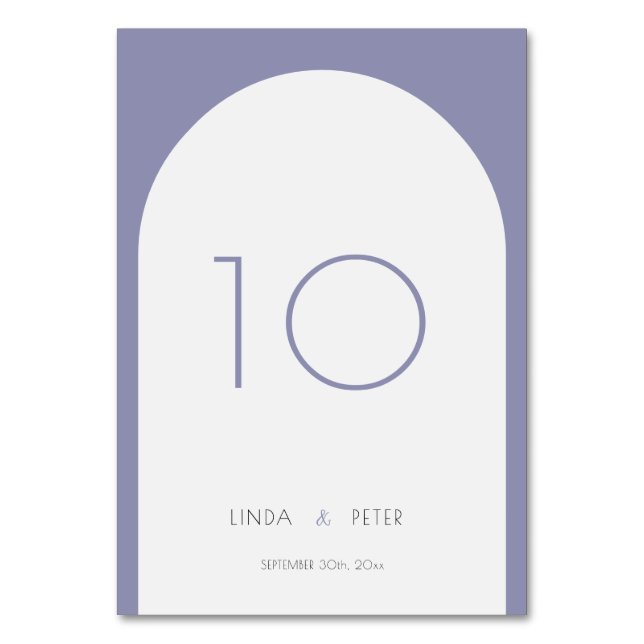 Numeração De Mesa Casamento Roxo de Arca Simples Moderno (Frente)