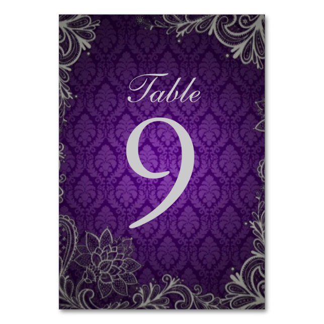 Numeração De Mesa casamento roxo e elegante moderno (Frente)