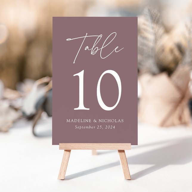Numeração De Mesa Casamento Roxo Mauve Minimalista Moderno (Criador carregado)