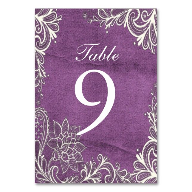 Numeração De Mesa casamento roxo moderno de manchas brancas (Frente)