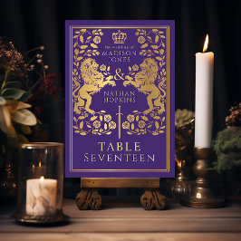 Numeração De Mesa Casamento Roxo Real Medieval Do Leão