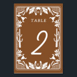 Numeração De Mesa Casamento Russo De Cowboy Do País Ocidental<br><div class="desc">Um design moderno estilo de vaqueiro ocidental, com elementos desenhados à mão de um crânio de vaca, ferraduras, ornamentos florais e de cacto. Design de casamento floral castanho e branco, com flores, cacto, crânio de vaca e ferraduras desenhadas à mão. Esta moderna design de casamento do país ocidental é ideal...</div>