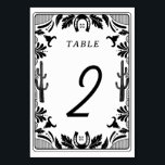 Numeração De Mesa Casamento Russo De Cowboy Do País Ocidental<br><div class="desc">Um design moderno estilo de vaqueiro ocidental, com elementos desenhados à mão de um crânio de vaca, ferraduras, ornamentos florais e de cacto. Design de casamento floral preto e branco, com flores, cacto, crânio de vaca e ferraduras desenhadas à mão. Esta moderna design de casamento do país ocidental é ideal...</div>
