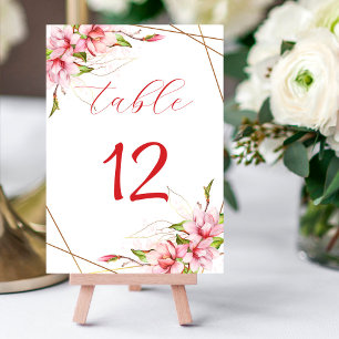 Numeração De Mesa Casamento Russo de Foil de Ouro Magnolias Faux