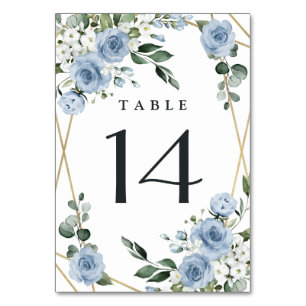 Numeração De Mesa Casamento Russo Floral Dourado e Azul