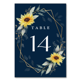 Numeração De Mesa Casamento Russo Geométrico de Girassol e Marinho A