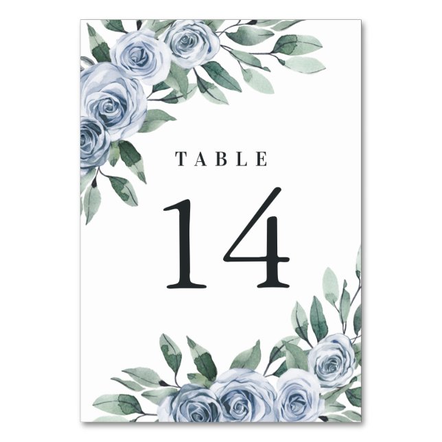 Numeração De Mesa Casamento Russo Rosa de Boho Floral Elegante Azul  (Frente)