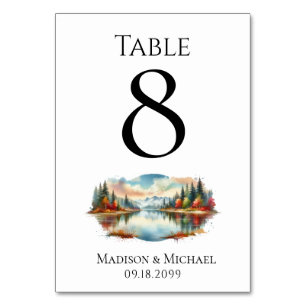 Numeração De Mesa Casamento Rustic Autumn Lakeside Forest