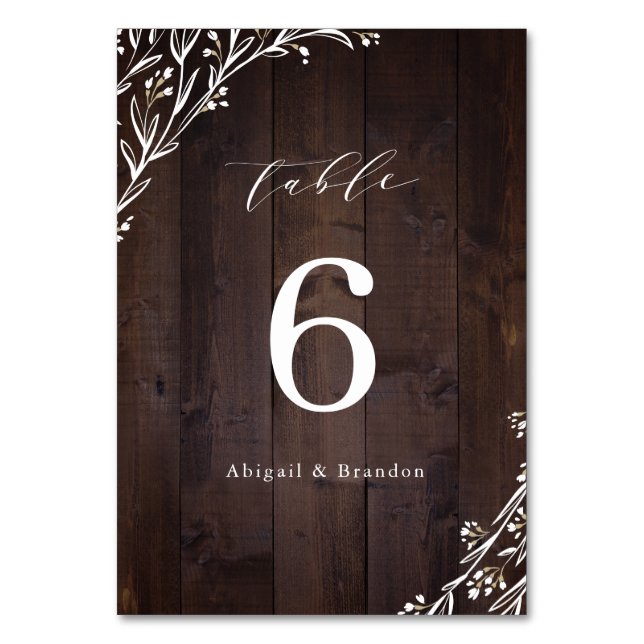 Numeração De Mesa Casamento Rustic Barn Wood Boho Floral (Frente)