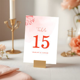 Numeração De Mesa Casamento Rustic Boho Watercolor Foliage Terracott