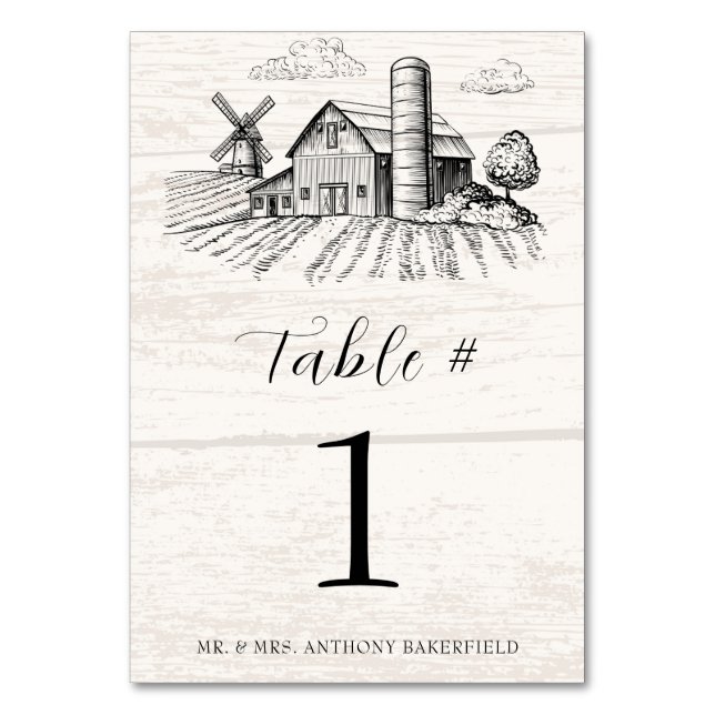 Numeração De Mesa Casamento Rustic Country Western Barn (Frente)