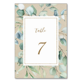 Numeração De Mesa Casamento Rustic Dourado de Aquarela Verde