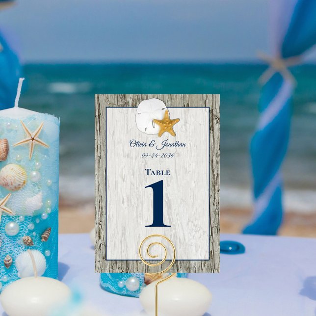 Numeração De Mesa Casamento Rustic Driftwood Beach Sand Dollar (Criador carregado)