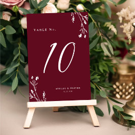 Numeração De Mesa Casamento Rustic Elegant Burgundy Wildflower Boho