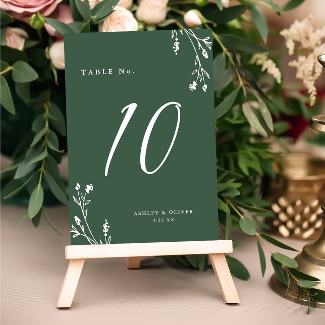 Numeração De Mesa Casamento Rustic Elegant Dark Green - Flores Selva (Criador carregado)