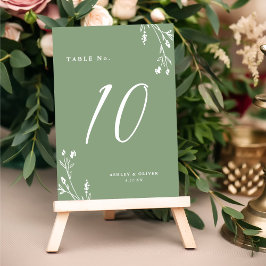 Numeração De Mesa Casamento Rustic Elegant Sage Green Wildflower Boh
