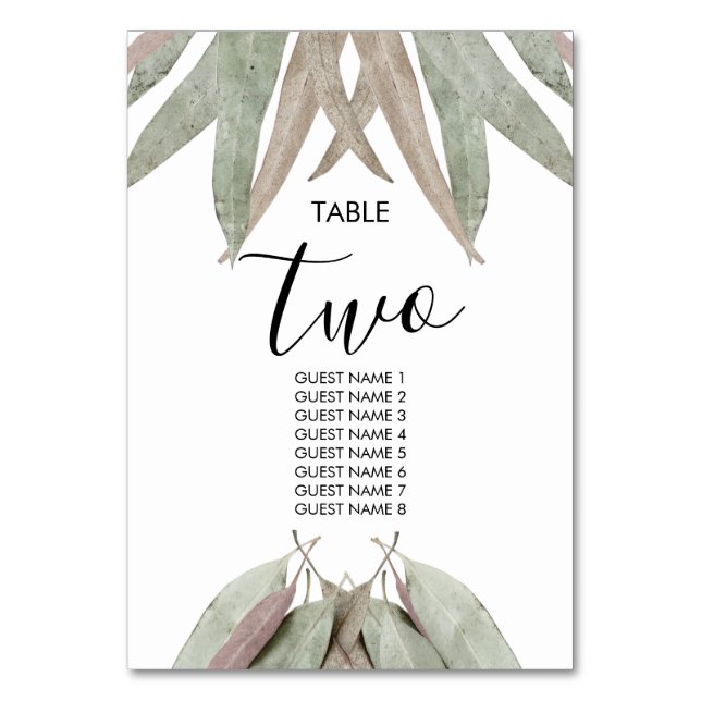 Numeração De Mesa Casamento Rustic Eucalyptus Leaf (Frente)