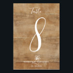Numeração De Mesa Casamento Rustic Faux-Wood Calliographic<br><div class="desc">Um roteiro de caligrafia moderno e um elemento floral botânico contra um fundo de madeira suja fazem o cartão de número de mesas ao ar livre e interior perfeito para o seu local de casamento. Substitua facilmente cada número necessário separadamente,  juntamente com o seu nome e data do evento.</div>