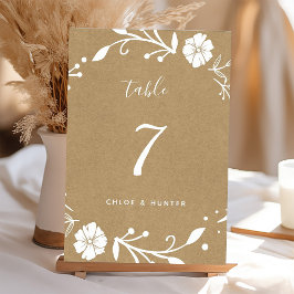 Numeração De Mesa Casamento Rustic Floral Botânico Faux Kraft