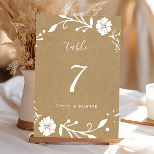 Numeração De Mesa Casamento Rustic Floral Botânico Faux Kraft
