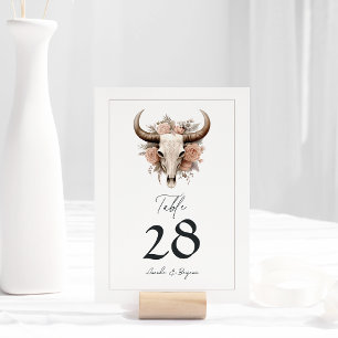 Numeração De Mesa Casamento Rustic Floral Cow Skull