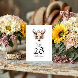 Numeração De Mesa Casamento Rustic Floral Cow Skull