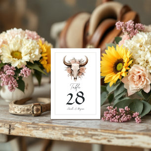 Numeração De Mesa Casamento Rustic Floral Cow Skull