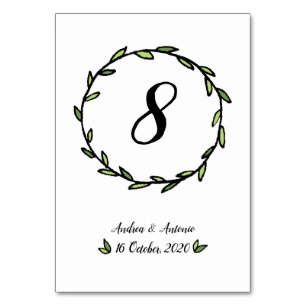 Numeração De Mesa Casamento Rustic Green Leafy Wreath