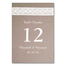Numeração De Mesa Casamento Rustic Kraft & Vintage White Lace