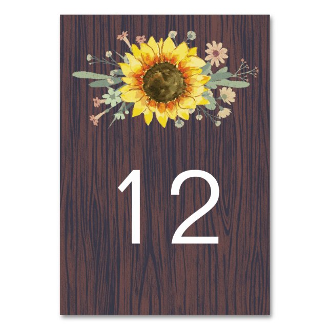 Numeração De Mesa Casamento Rustic Sunflower Wood Jar Lights (Frente)