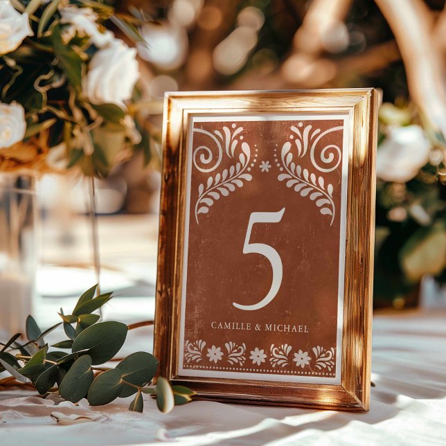 Numeração De Mesa Casamento Rustic Terracotta Mexicano (Rustic Terracotta Mexican Wedding Table Number)