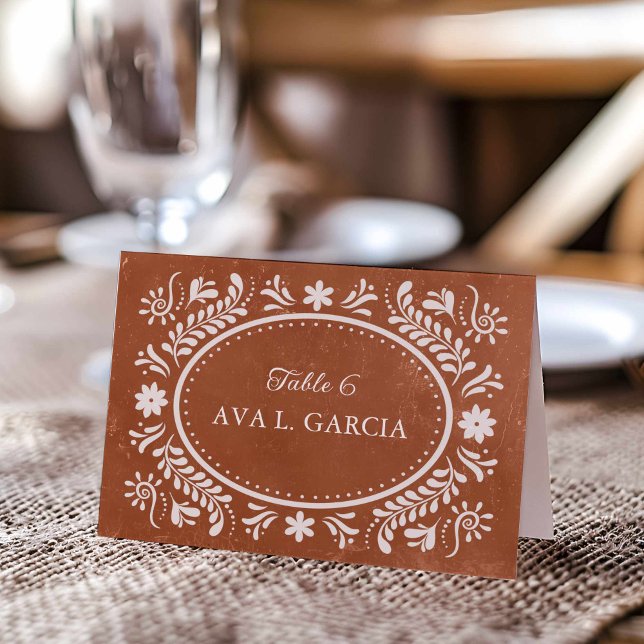 Numeração De Mesa Casamento Rustic Terracotta Mexicano (Rustic Mexican Papel Picado Place Card)