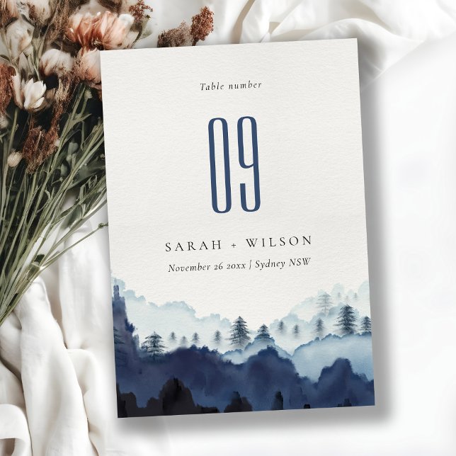 Numeração De Mesa Casamento Rustic Tinta Azul Marinho Pine Woods Mou (Criador carregado)