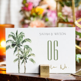 Numeração De Mesa Casamento Rustic Tropical Green Beach Palm Trees