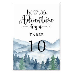 Numeração De Mesa Casamento Rustic Watercolor da Floresta Montanha