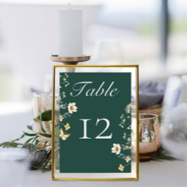 Numeração De Mesa Casamento Rustic Wildflower Frame Emerald Green