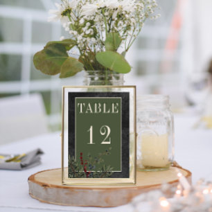 Numeração De Mesa Casamento Rustic Winter Berries & Pine Black