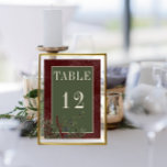 Numeração De Mesa Casamento Rustic Winter Berries & Pine Burgundy<br><div class="desc">Apresentamos a nossa carta de número da mesa de casamento no inverno encantadora, que é parte de uma suíte de design, onde a elegância do eterno encontra a beleza da estação. O rico fundo de burgundy, dolorosamente angustiado com sotaques brancos suaves, estabelece um tom cativante para o seu dia especial....</div>