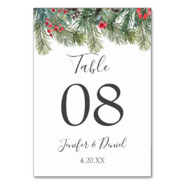 Numeração De Mesa Casamento Rustic Winter Berry Pine Greenery